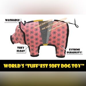 Large Pink floral barnyard pig dog toy by Tuffy
